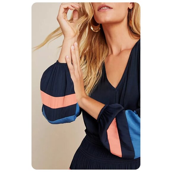 Anthropologie Current Air Aidy Colorblocked Midi Dress sz M - Picture 4 of 10